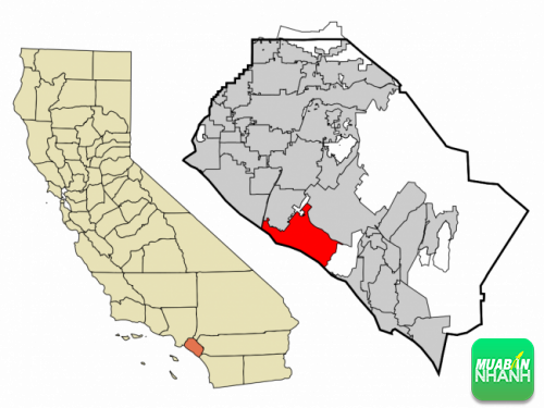 Vị trí của Newport Beach trong quận Orange, California.