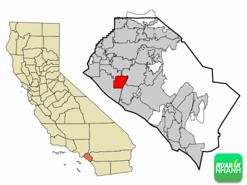 Vị trí của Fountain Valley trong quận Orange, California.